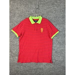Vintage American Eagle Mens Polo Shirt Size Medium Y2K Striped Preppy Surfer